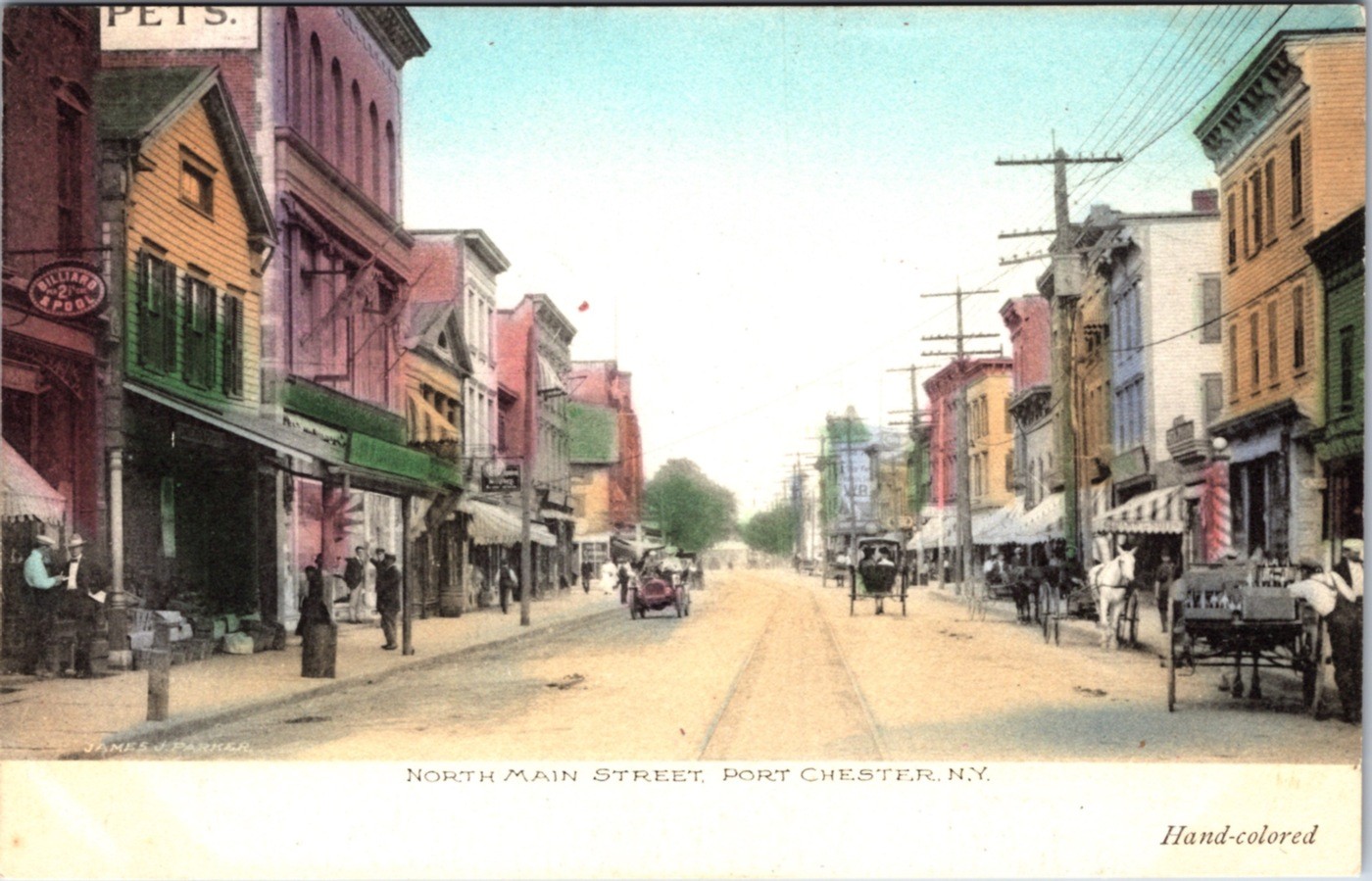 Port Chester NY Main Street Hand Colored Antique 1905 – Photo Postcard