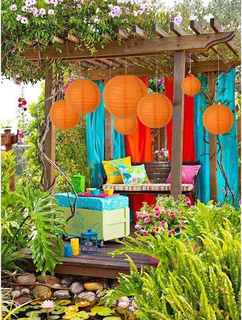 Orange round Paper Lanterns Decorative Hanging Asia Chinese Japanese Paper Lante