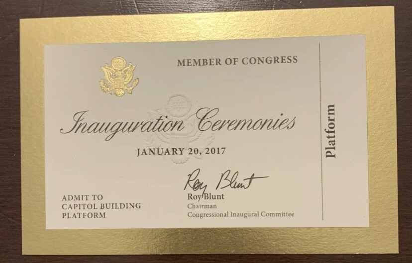 1 Mint 2017 Donald Trump President Inauguration Gold Congress Ticket Congressman
