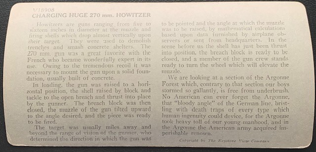 FRENCH GUNNERS CHARGING 270mm HOWITZER GUN ARGONNE WW1 KEYSTONE STEREOVIEW W74