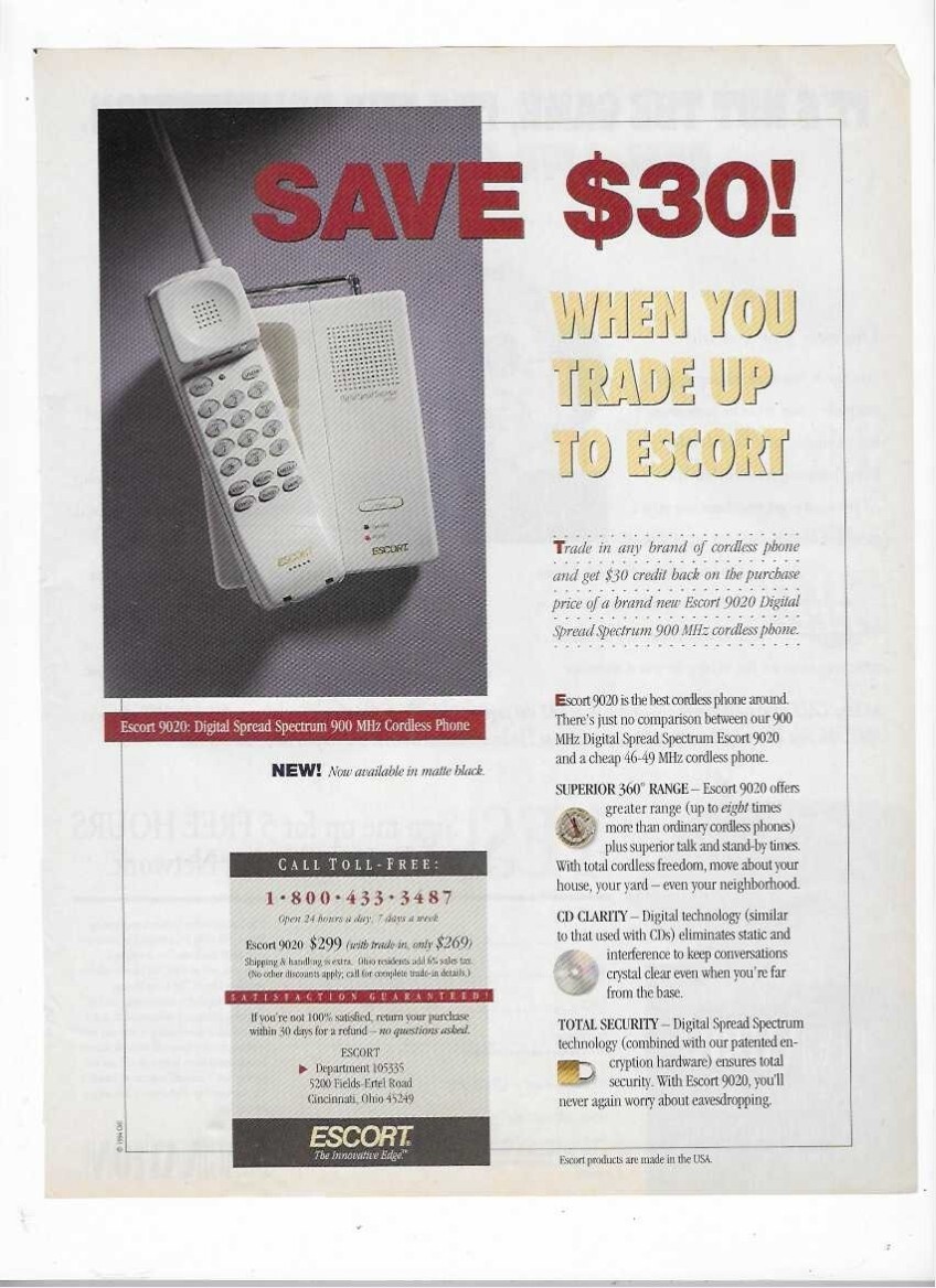 Escort 9020 Cordless Phone & ImagiNation Network 1995 Vintage Advertisements