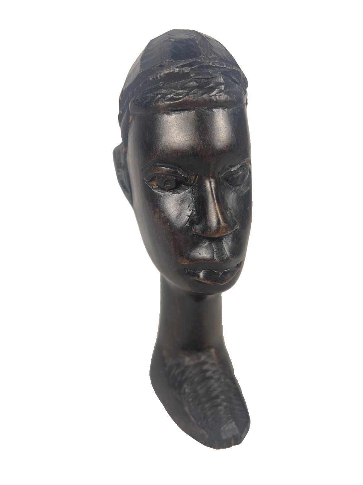 Hand Carved Ebony Wood African Bust Sculpture Head Figure 8” Tribal Statue