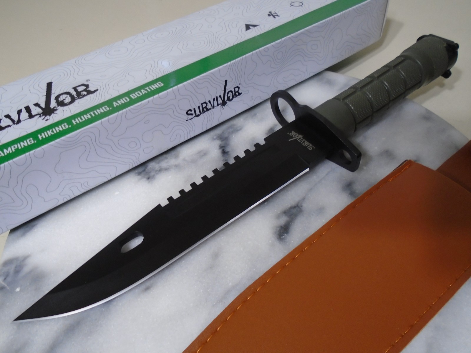 Survivor M-9 OD Green Black Bayonet Combat Fixed Blade Bowie Knife HK-798BK New