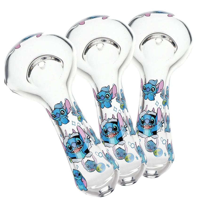 Little Blue Creature Glass Spoon Pipe | 4.5″ | 3ct Bundle