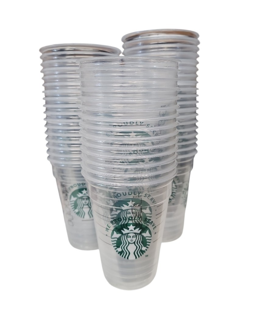 (50 PACK) STARBUCKS Disposable Clear Plastic Cups, 16 oz, Sealed BUY MORE & SAVE
