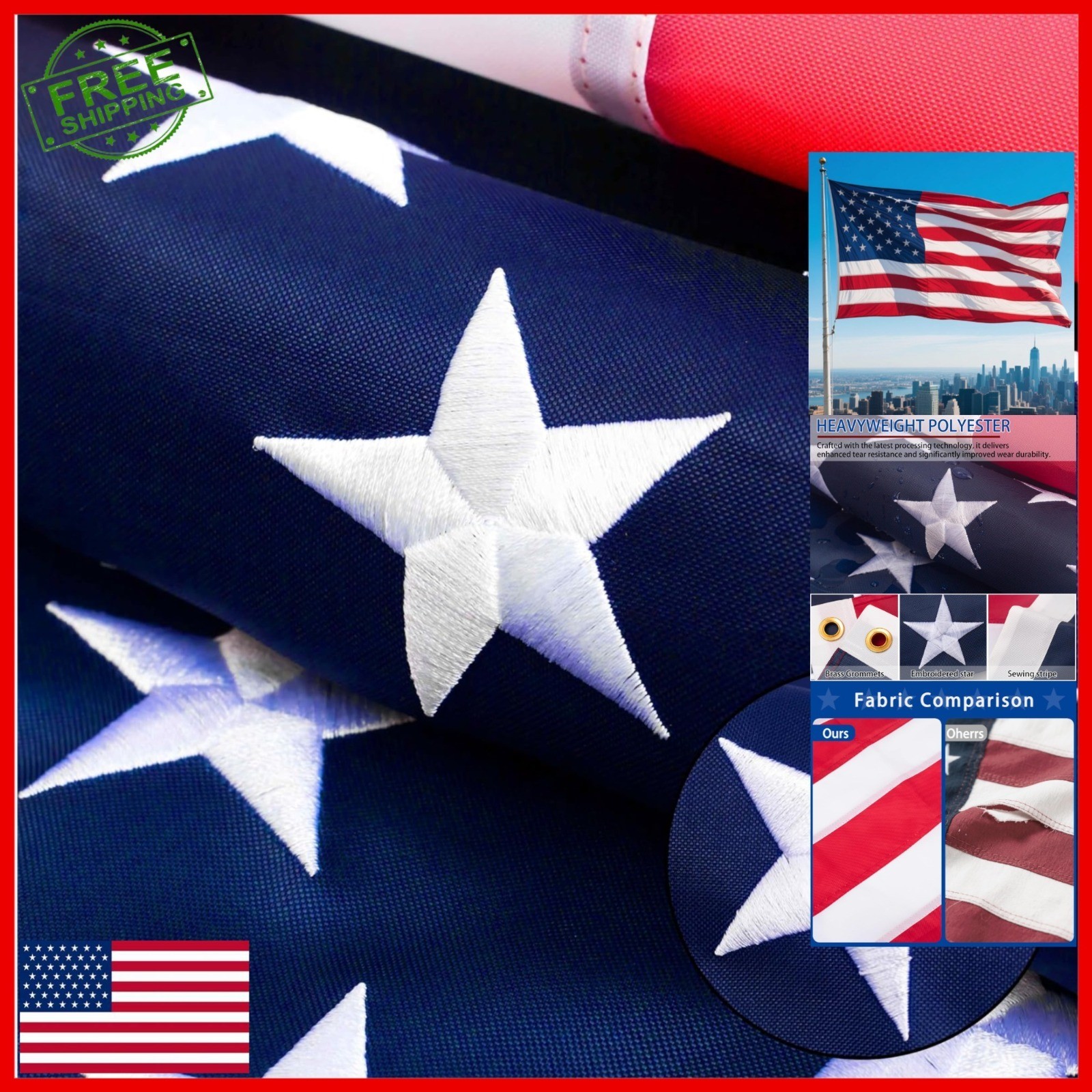 ZNNOPAX American Flag 3×5 FT Heavy Duty Polyester Outdoor with Brass Grommets