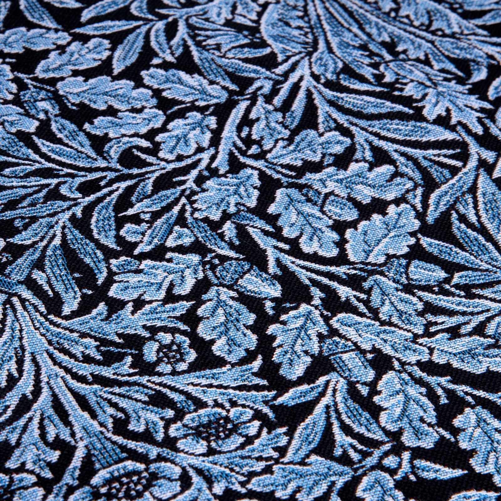 William Morris Blue Oak Leaves Tapestry Table Runner 59×18″ Embroidered Runner