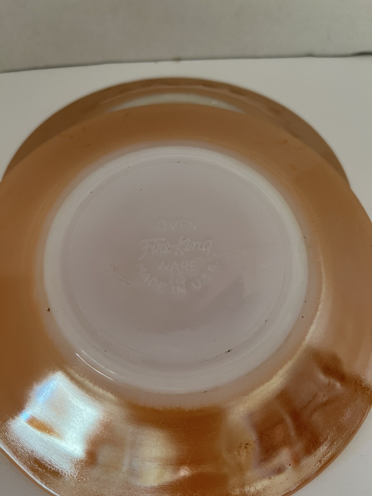 Fire King Peach Lusterware Leaf Saucer Lot of 3 Oven Proof Anchor Hocking