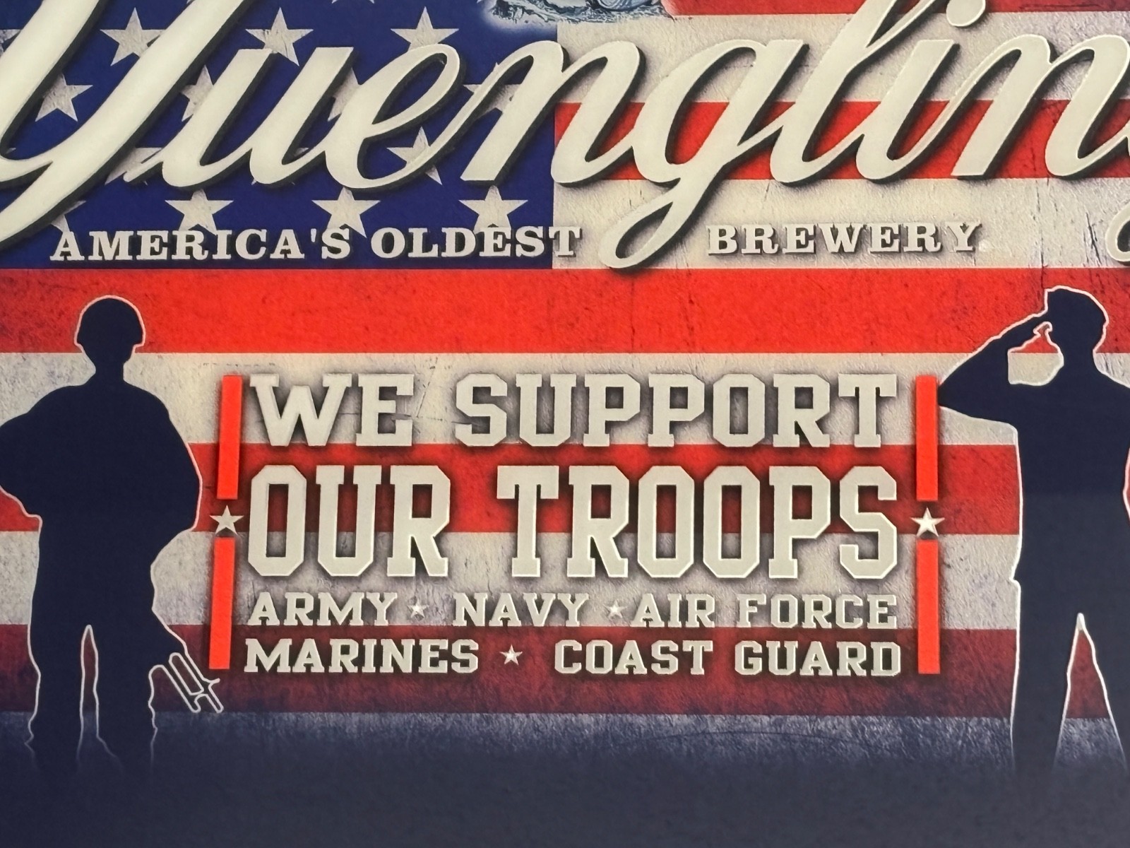 YUENGLING BEER WE SUPPORT OUR TROOPS MIRROR USA AMERICA ARMED FORCES NEW