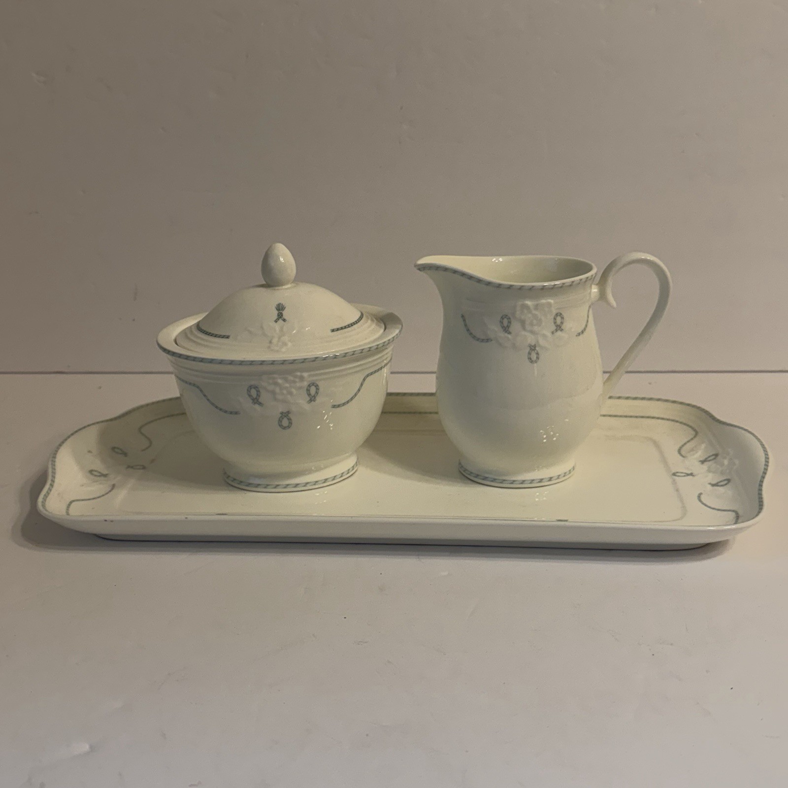 Vtg Villeroy & Boch Mettlach Amado Creamer Sugar Bowl Serving Tray Germany EUC
