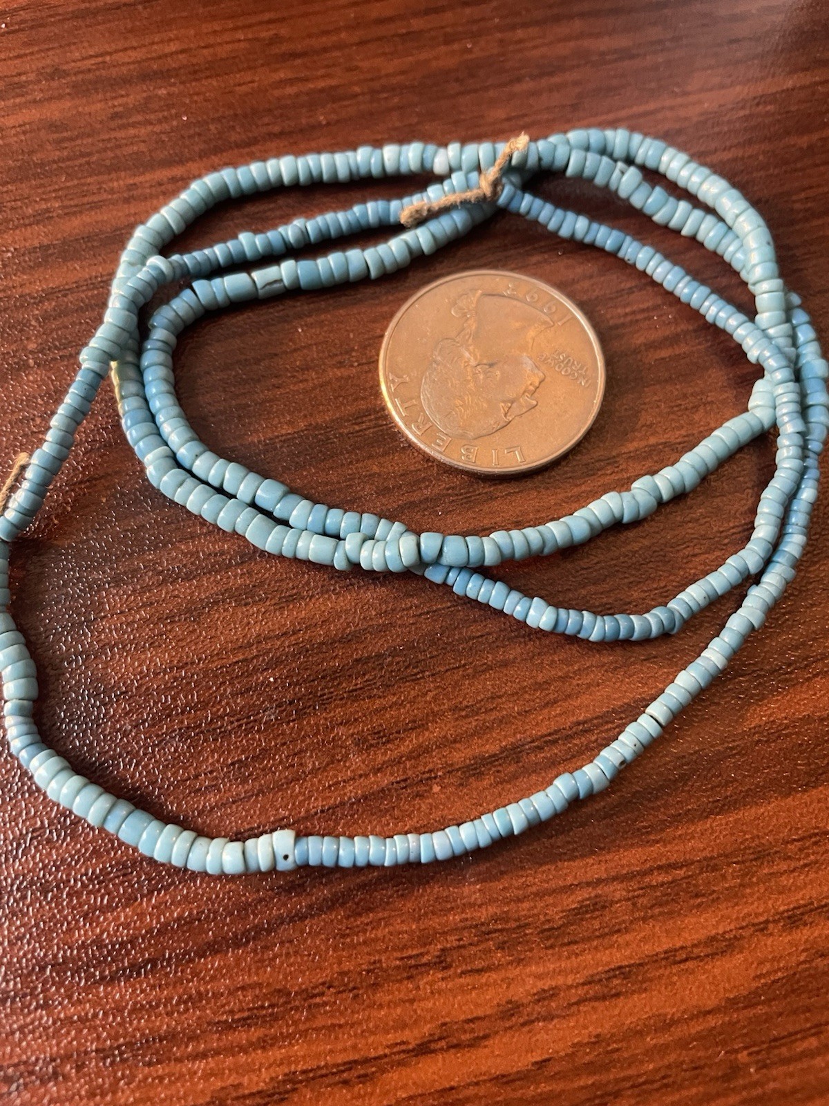 Antique Czech Small Blue Beads Strand
