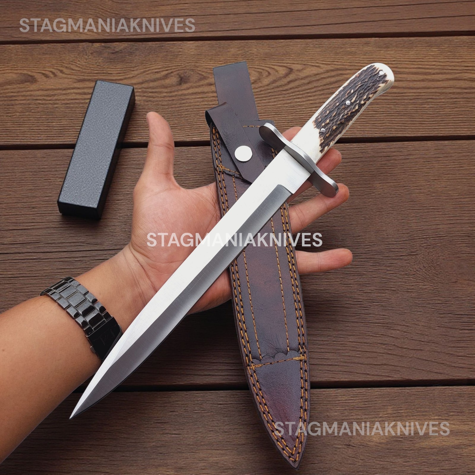 Premium Hand Forged J2 Steel Full Tang Scottish DIrk Hunting Stag Bowie Knife