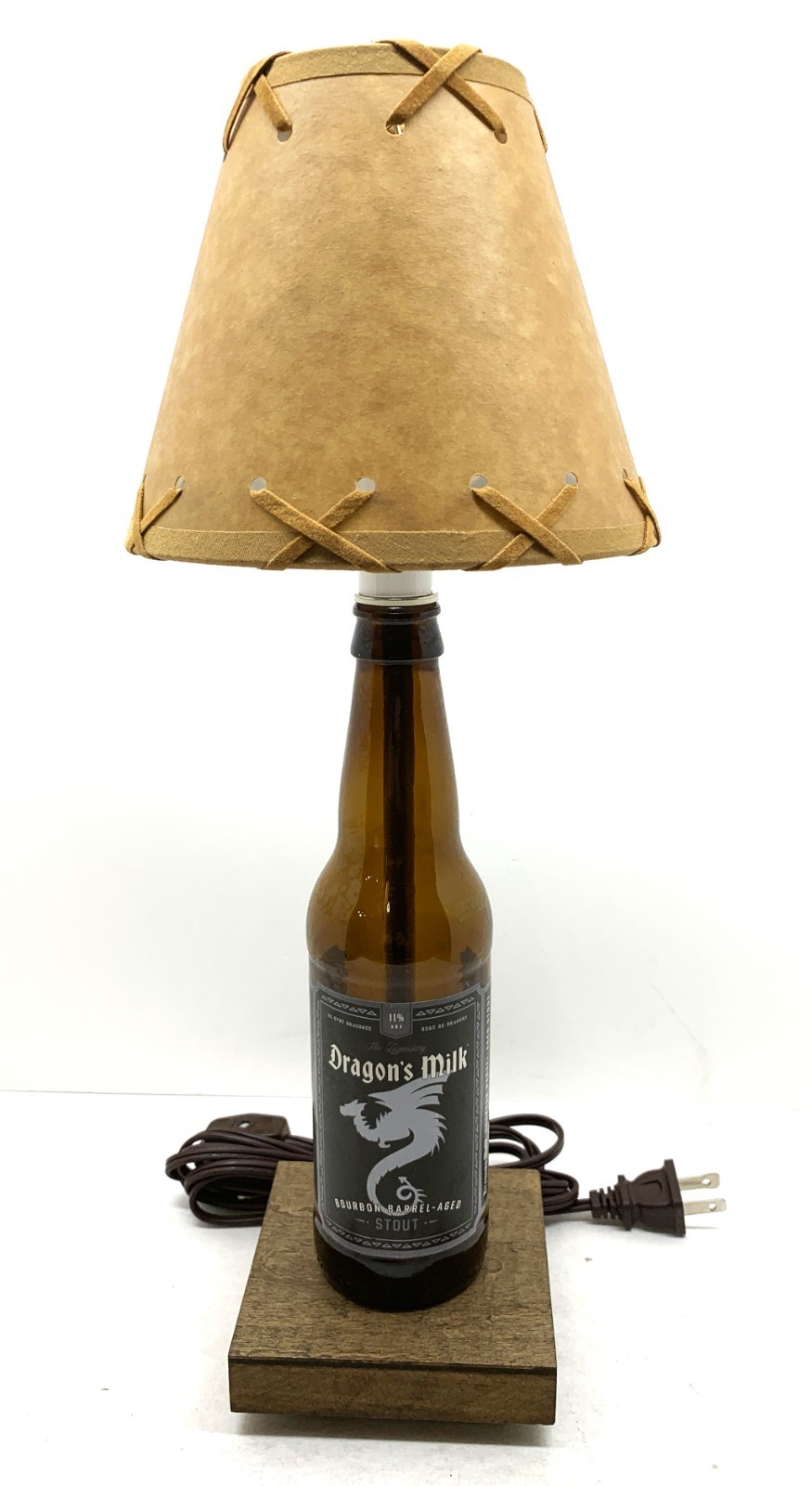 Dragons Milk Beer Bottle TABLE LAMP Light Bar Pub Desk Lighting Laced Shade Bulb