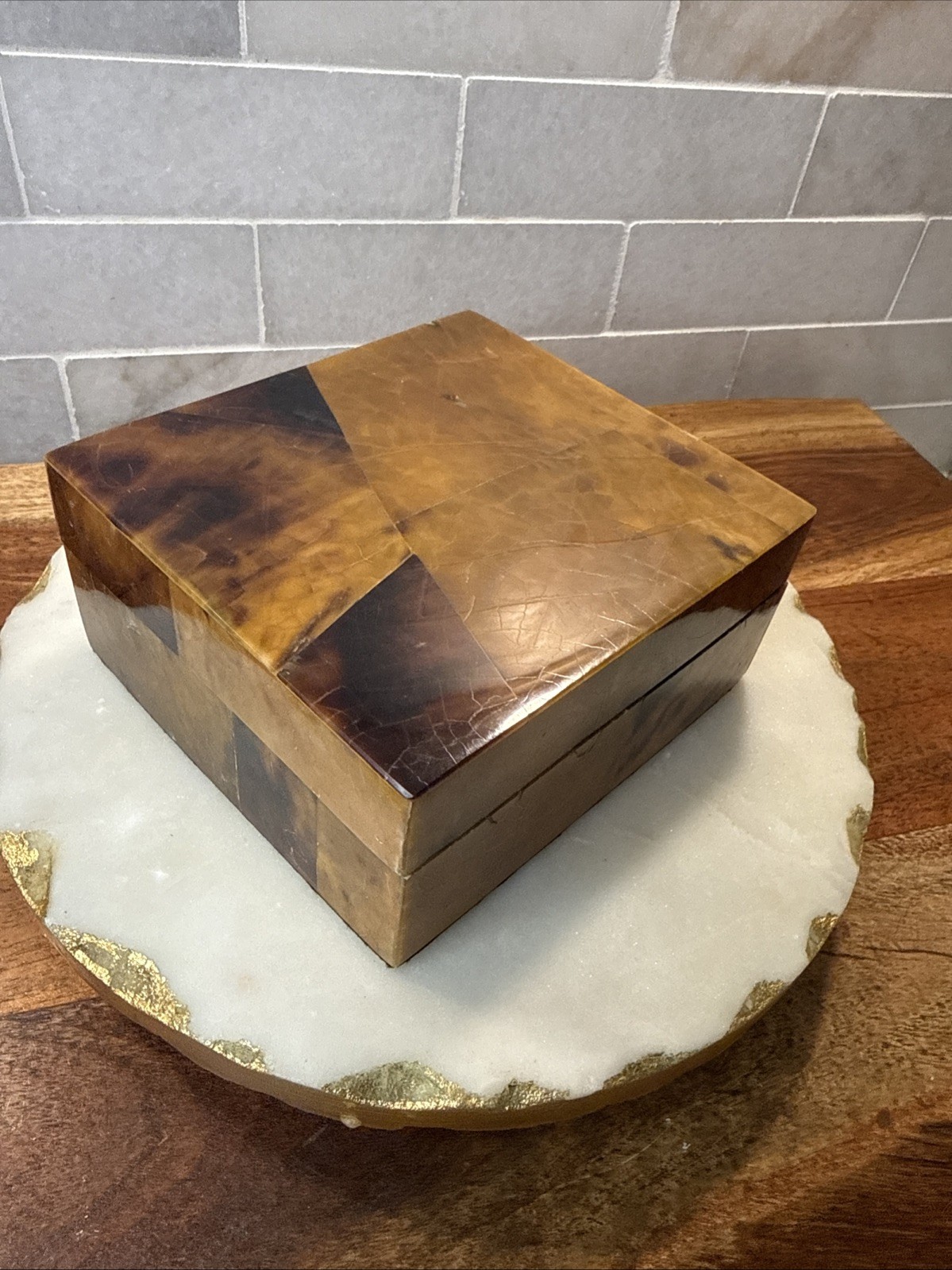 Tiger Pen Shell Box Lift Off Lid 5” x 4.5”