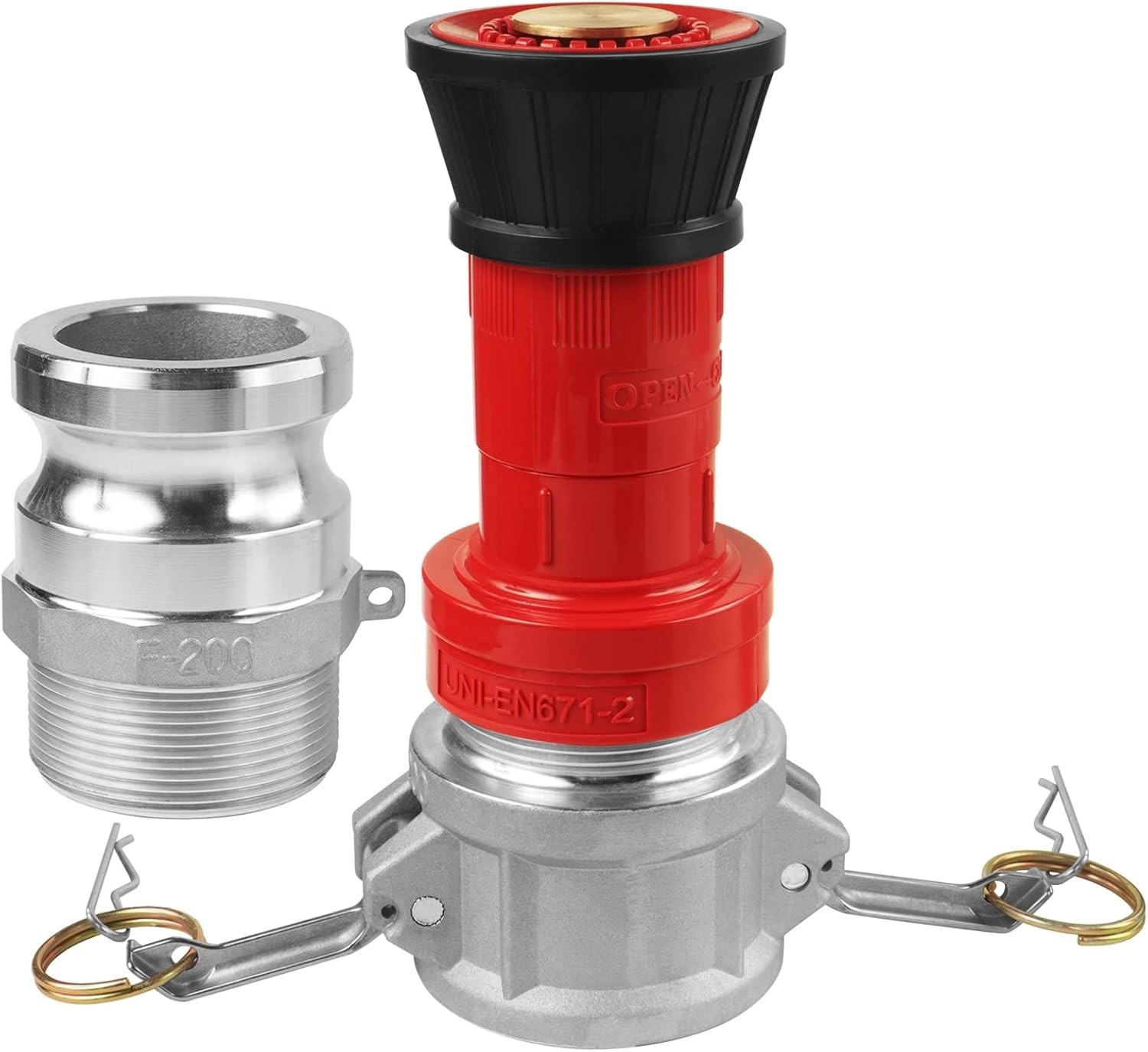 Fire Hose Nozzle 2In Npsh Heavy Duty Fog Nozzle With 2 Camlock Fittings