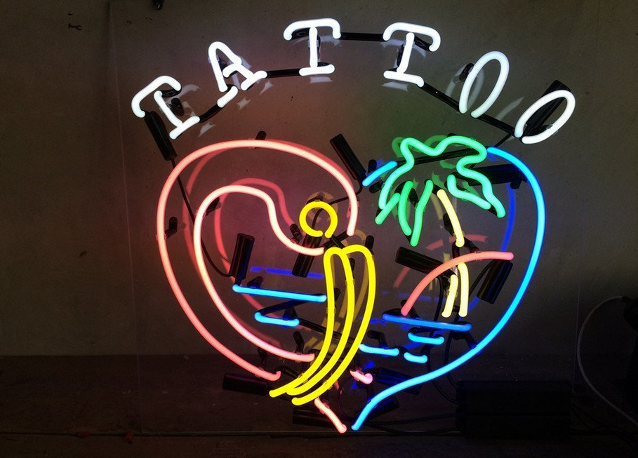 Tattoo Open Neon Sign Real Glass Tattoo Bar Pub Wall Decor 19×15