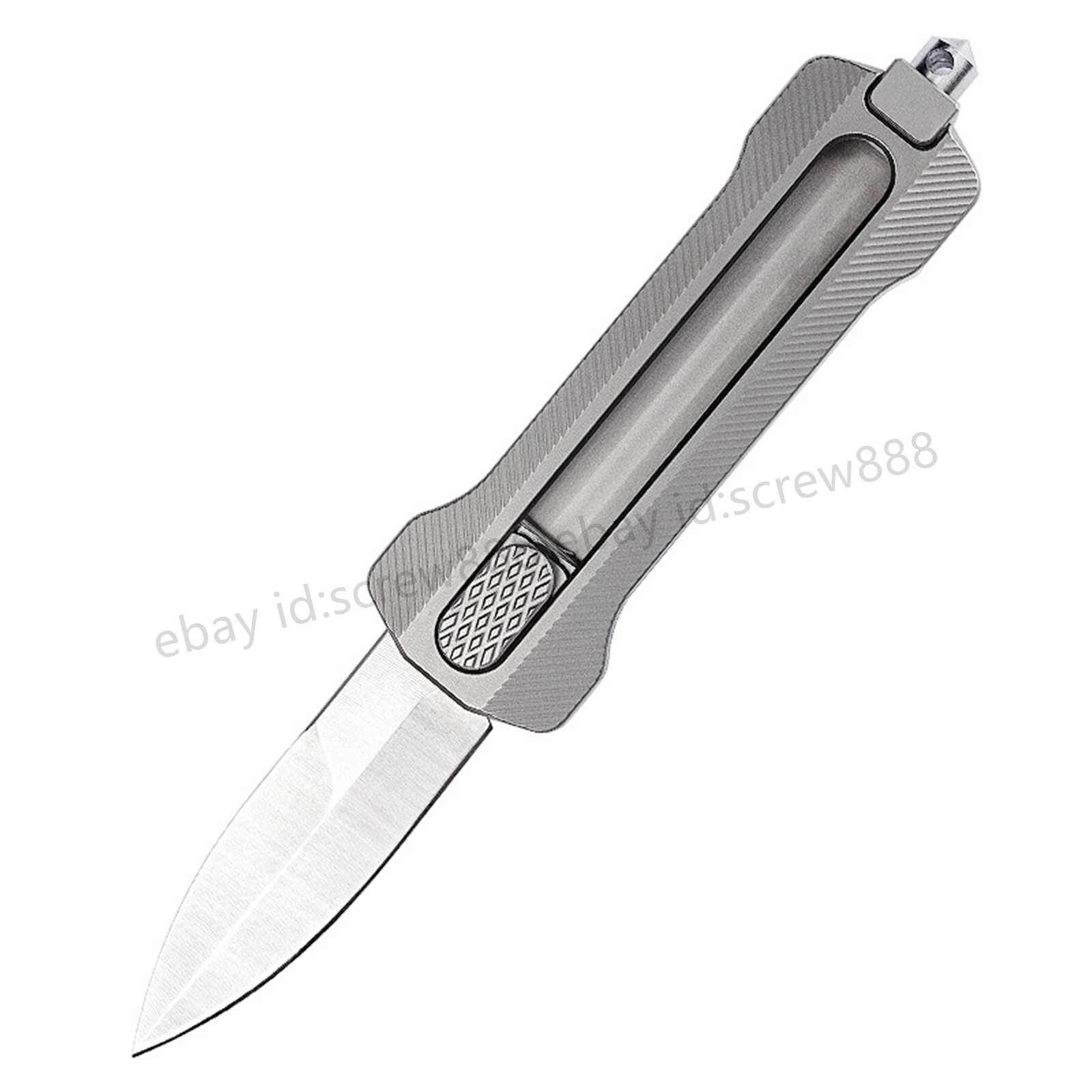 Titanium Slide Lock Manual Open EDC Knife w/ D2 Spear Point Blade&Glass Breaker