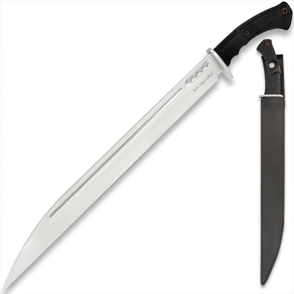 Honshu Boshin Seax Knife and Leather Belt Sheath – 7Cr13 Stainless Steel Blade