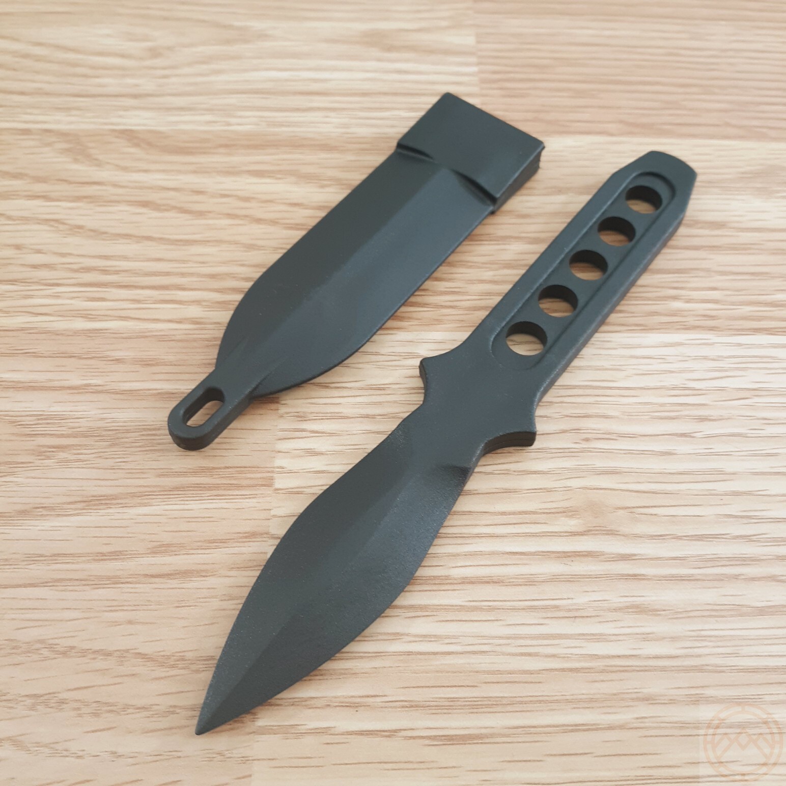 CIA Sticker Fixed Knife 3″ Black Polycarbonate One Piece Construction Blade