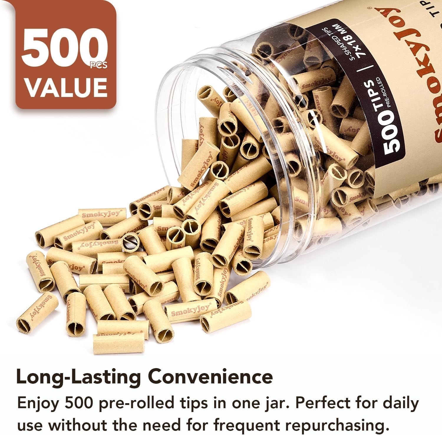 8mm Pre-Rolled Filter Tips – 500 Pack of Natural, Chemical-Free Paper