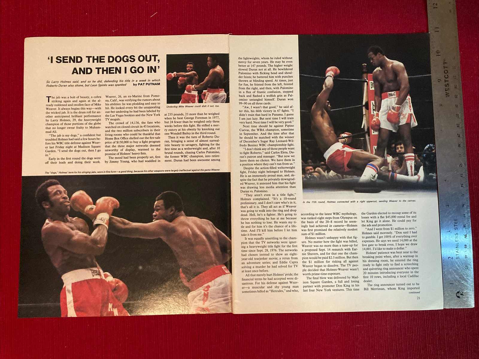 Boxer Larry Holmes Beats Mike Weaver 4-page 1979 Print Article – Great To Frame!