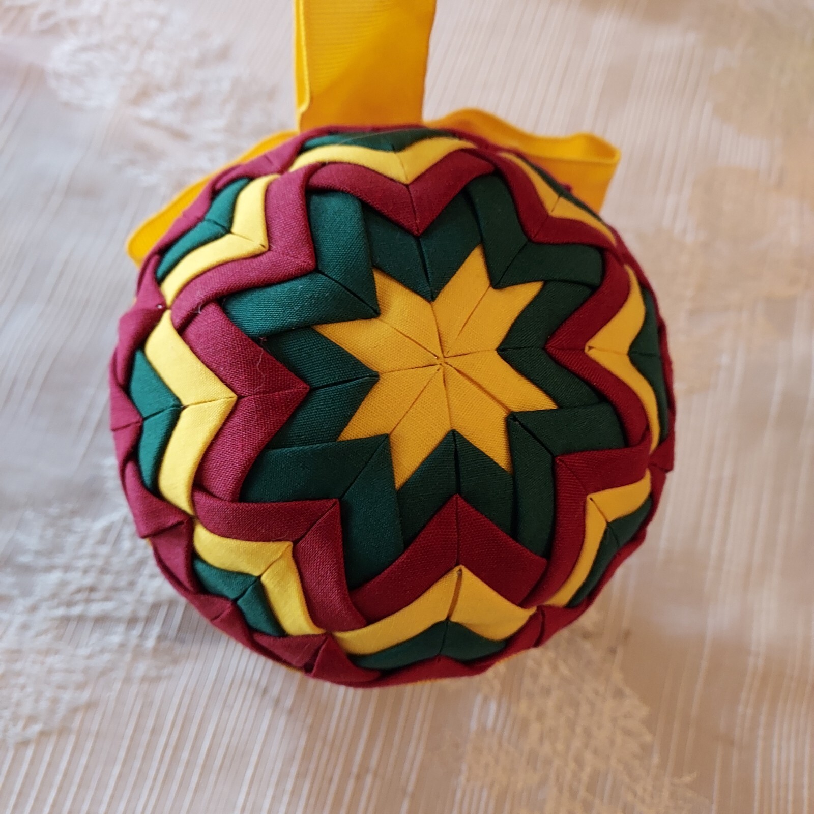 Vintage Handmade Large Folded Star Patch Quilted – Christmas Ornament