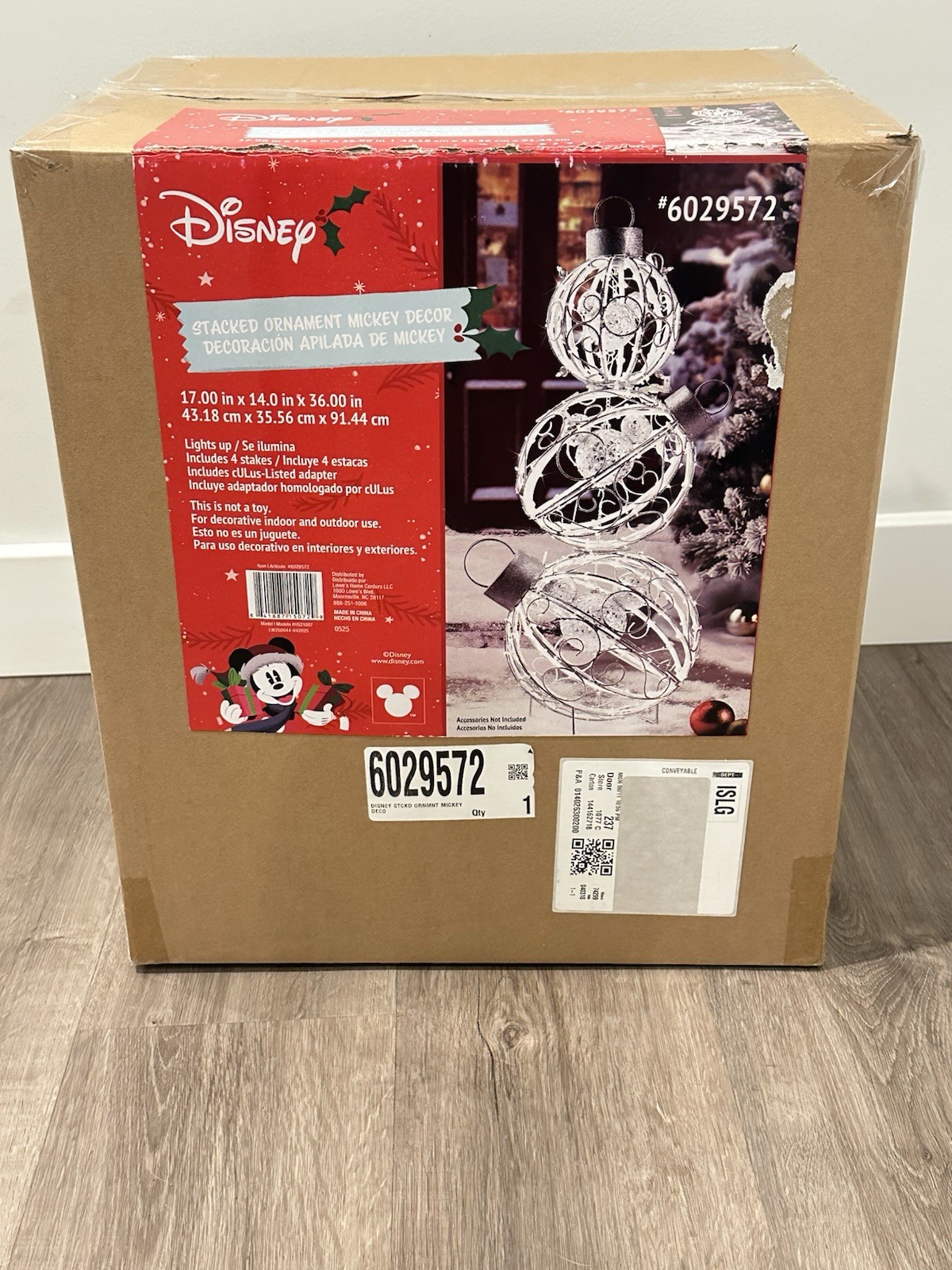 3 FT LED ANIMATED DISNEY STACKED ORNAMENTS W SPINNING MICKEY MOUSE YARD DECOR