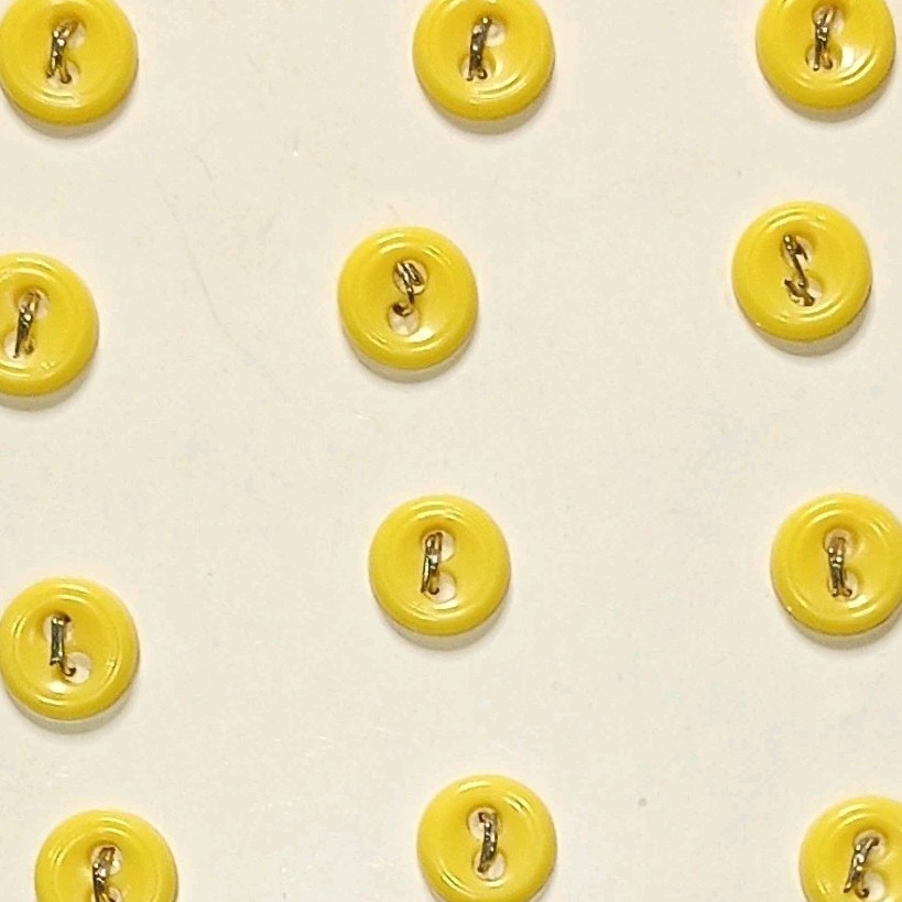 12 Vtg NOS Condition 5/16″ Diminutive Yellow Plastic Baby/Doll Craft Buttons