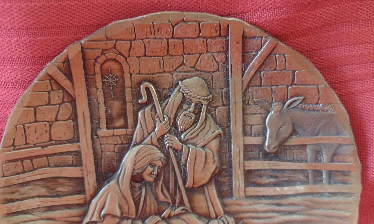 Vintage Wendell August Forge 75th Anniv Hammered Bronze Nativity Scene Plate 4″