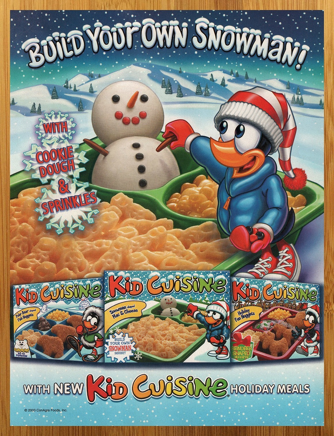 2003 Kid Cuisine Print Ad/Poster Christmas Holiday Mac & Cheese Food Pop Art 00s