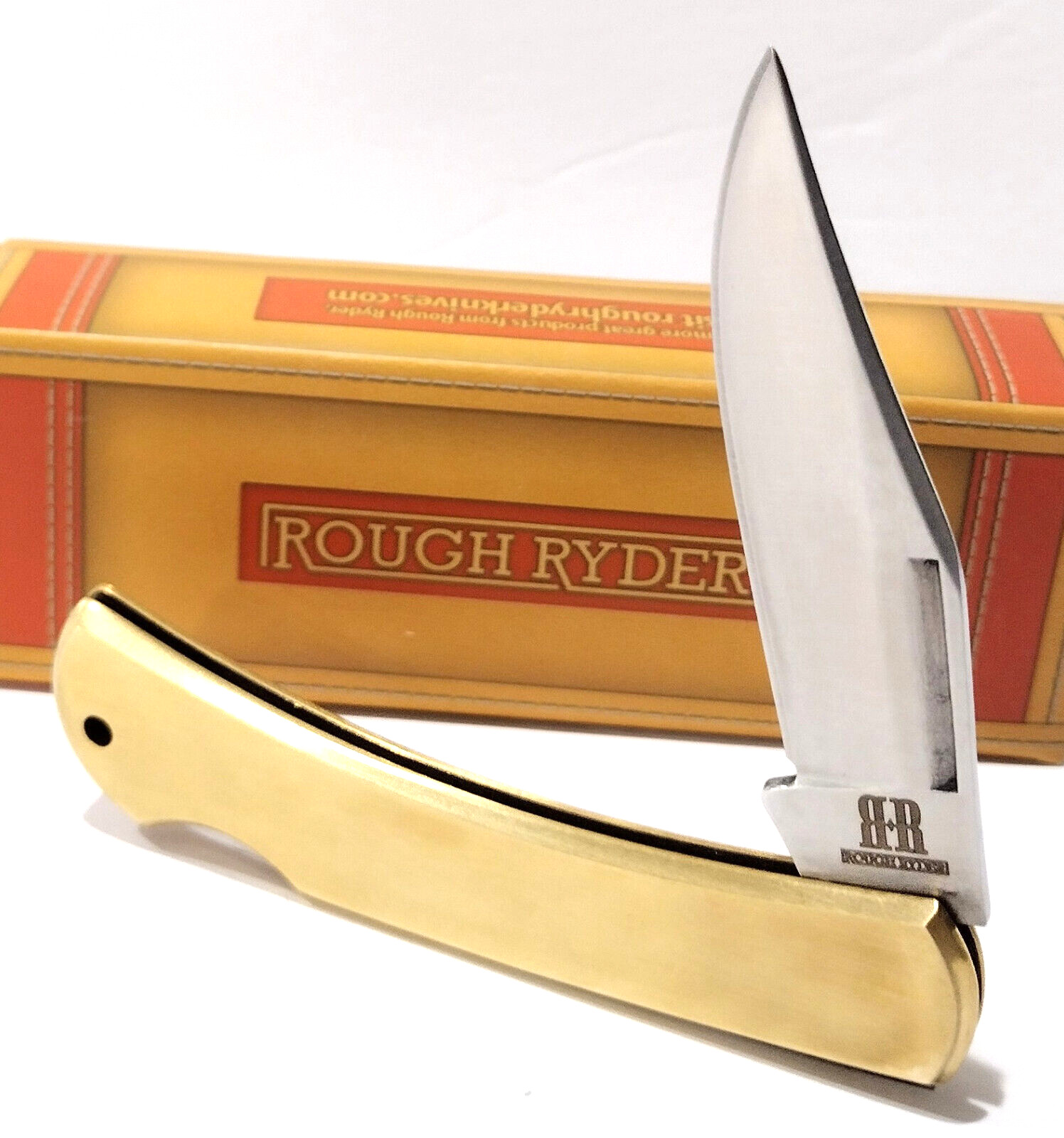 Rough Ryder Brass Clip Point Lockback Hunting Skinning Folding Pocket Knife 1978
