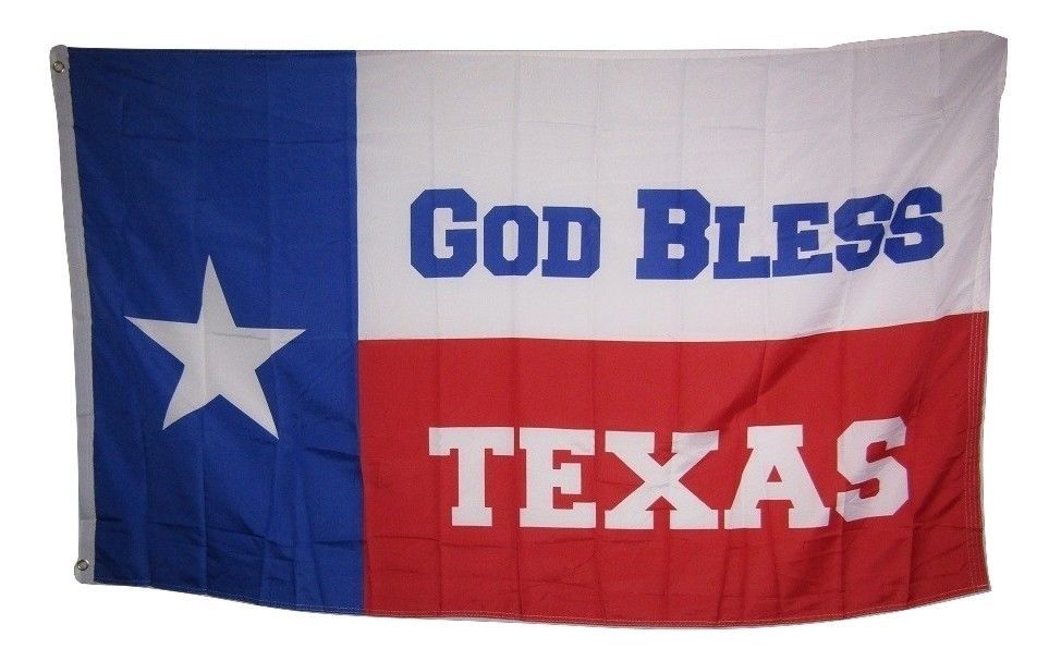 3×5 God Bless Texas Houston Flag Banner Grommets Silk Nylon Polyester Premium