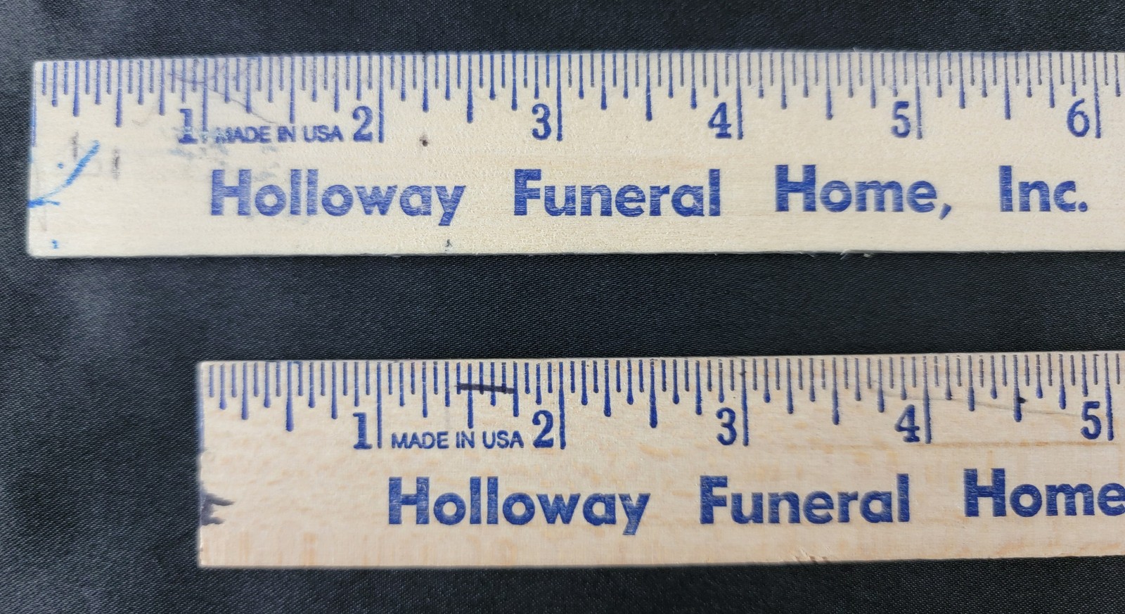 Vintage Holloway Funeral Home 12 Inch Advertising Wood Rulers Straight Edge Lot