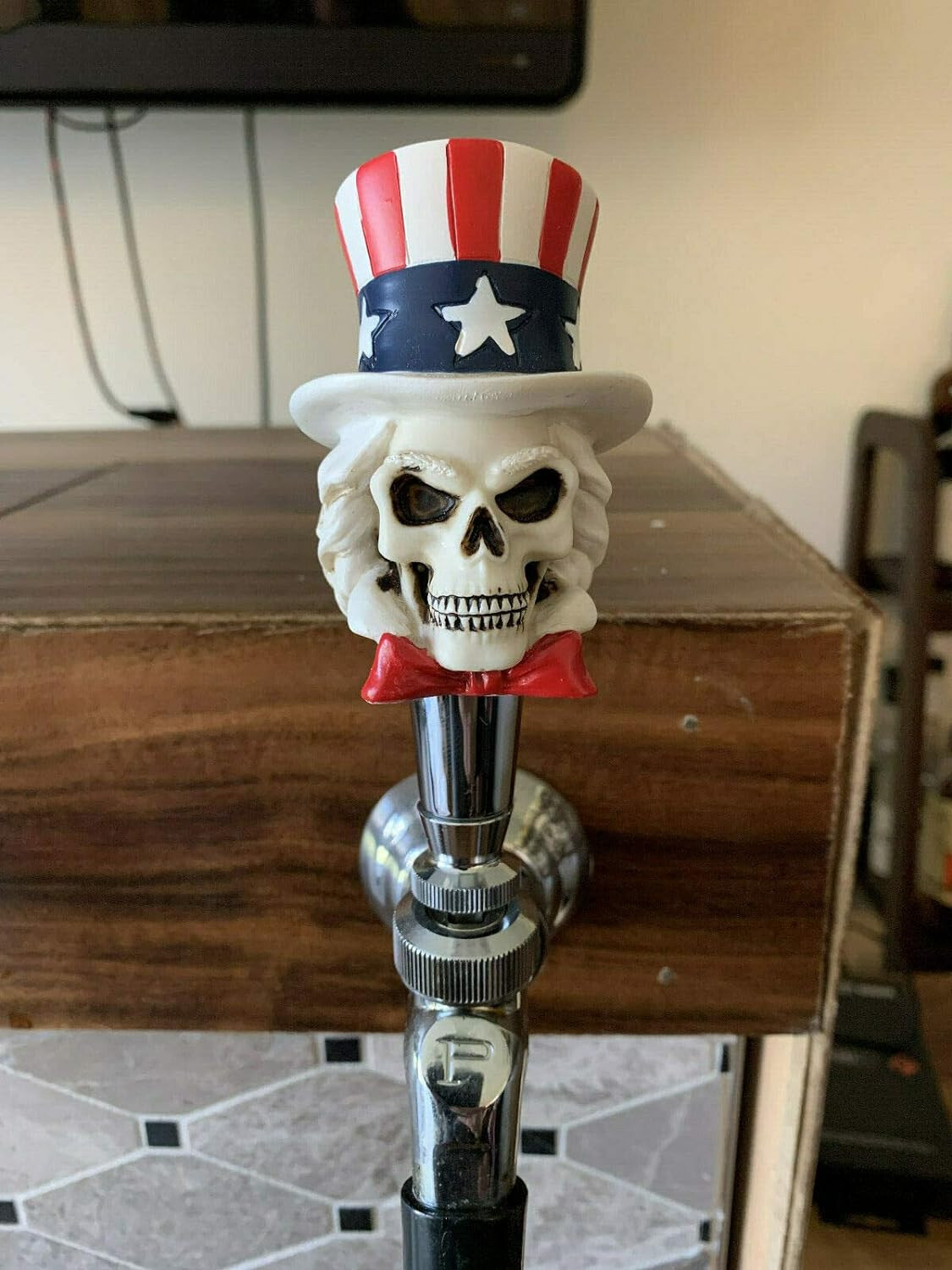 USA uncle sam Flag skull Beer Tap Handle Kegerator Resin Patriotic Zombie