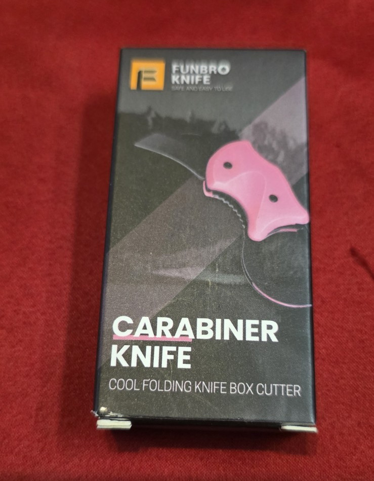 FUNBRO Carabiner Knife Pink Pocketknife Stainless Steel Blade Slipjoint