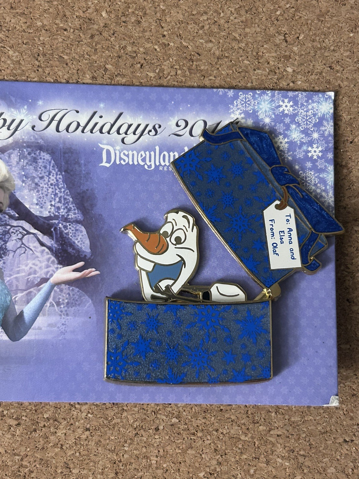 Disney Pin Frozen Anna Elsa Olaf Happy Holidays Gift Box Present LE2000