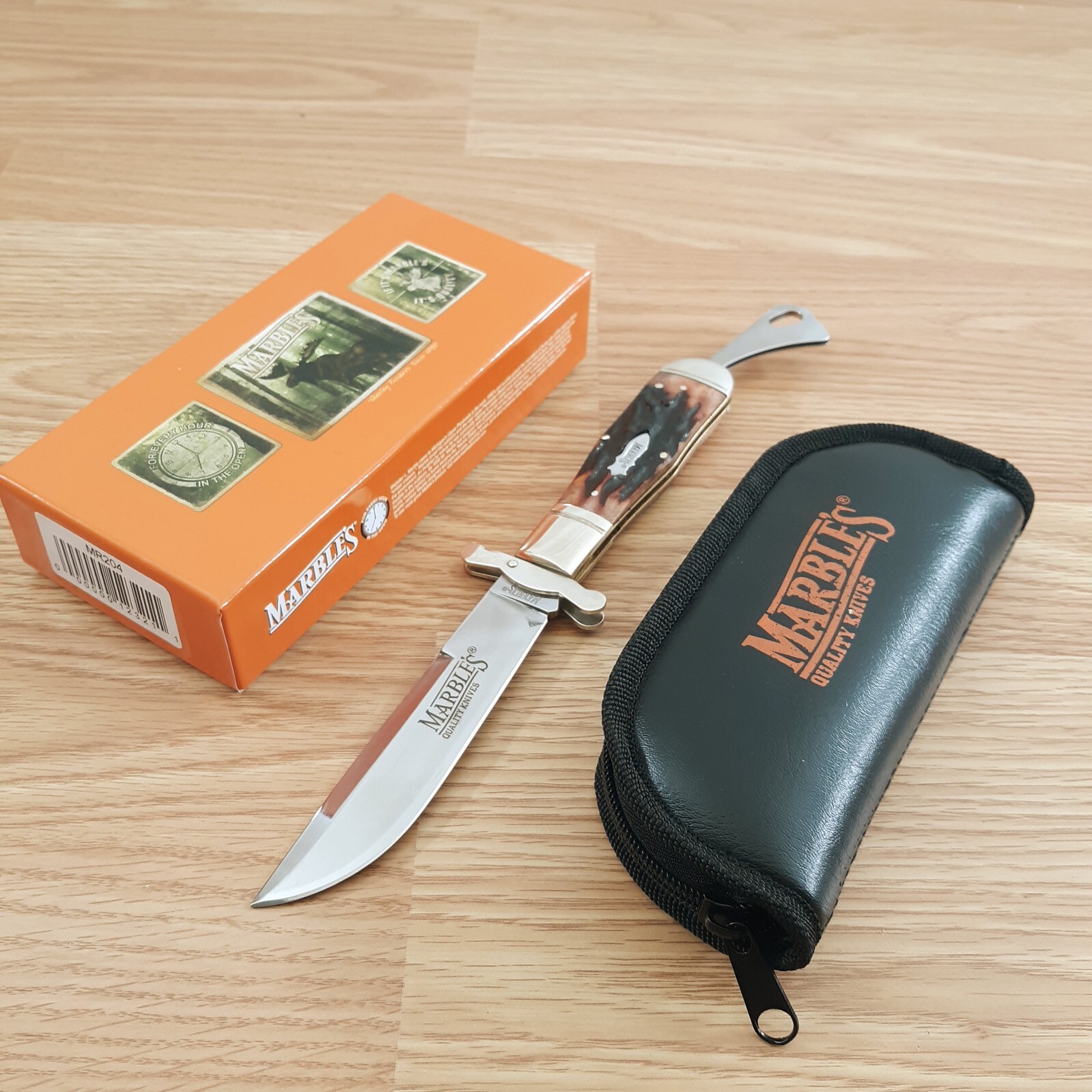 Marbles Safety Folder Folding knife Stainless Steel Bowie Blade Stag Bone Handle