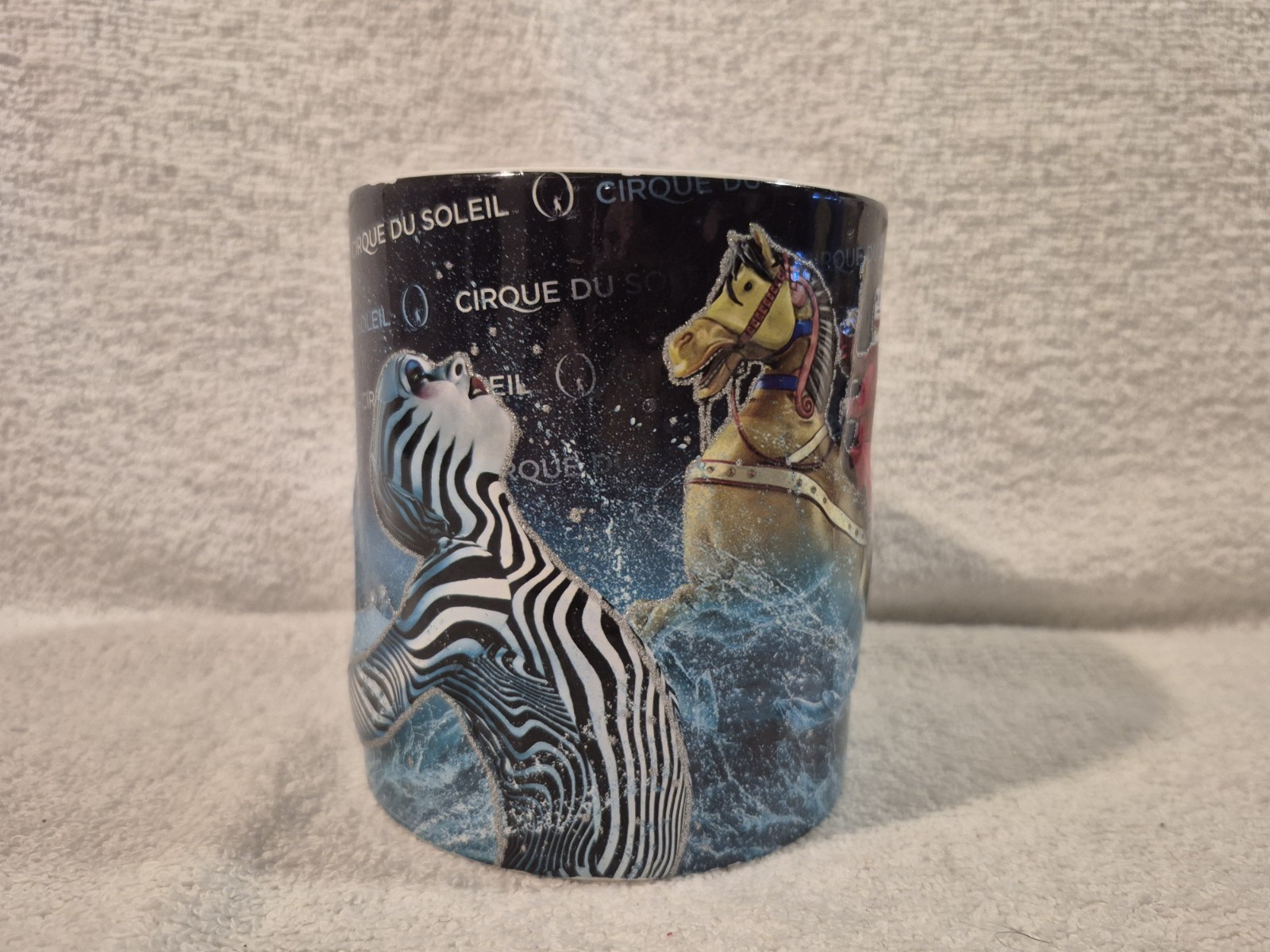 Large Cirque de Soleil Coffee Mug with Raised Colorful Figures
