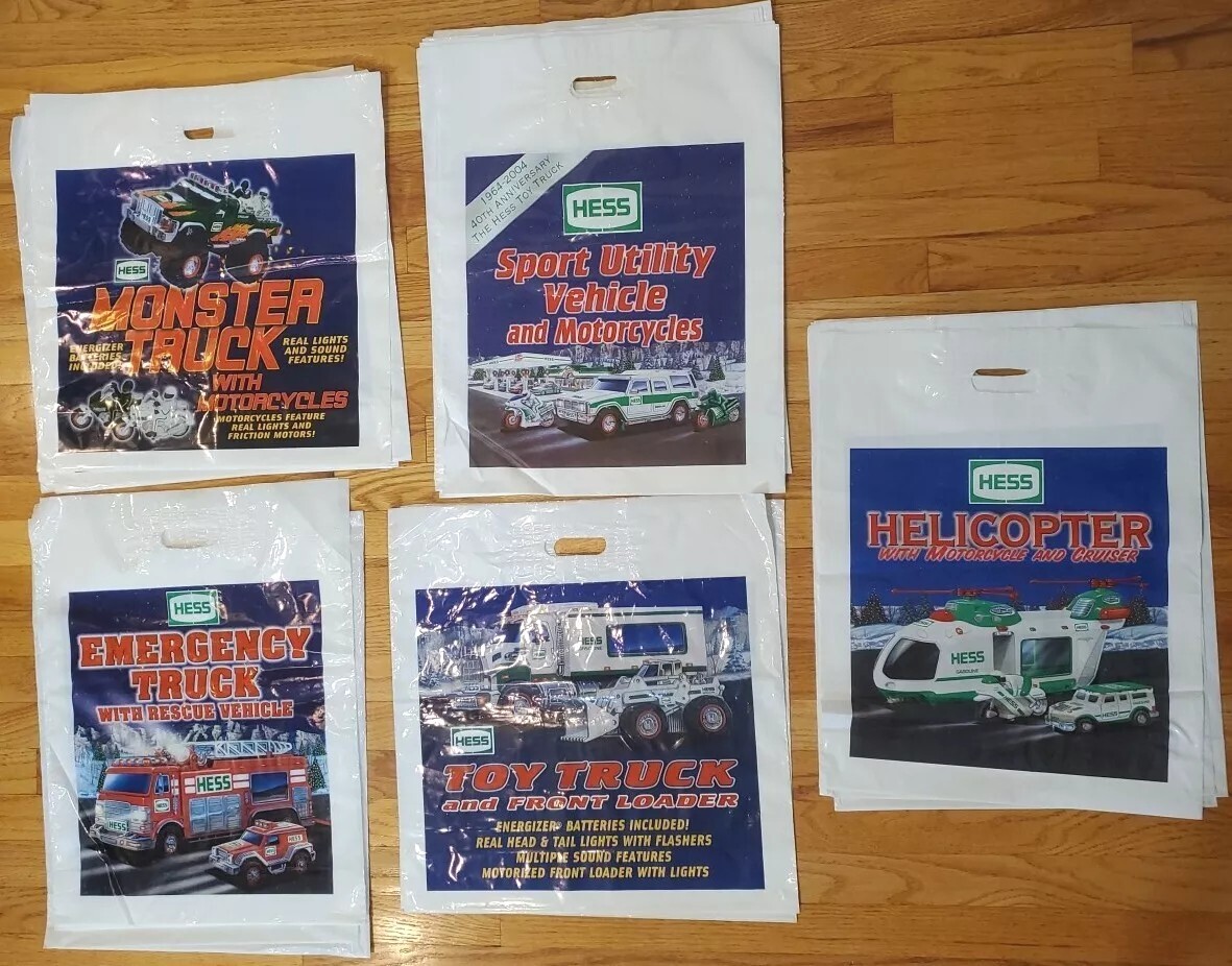 Hess Plastic Truck Toy Bags 5 PCS – Various Vehicles Years – BAGS ONLY