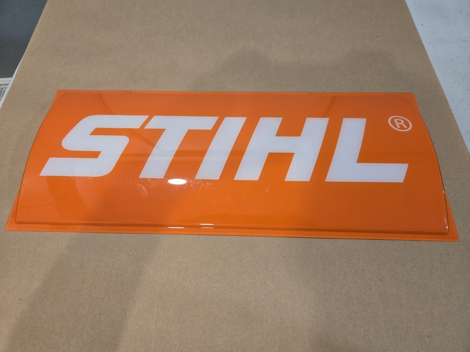 Stihl 19-1/2″×8-1/4″ Plastic Retail Sign Orange/ White Lettering