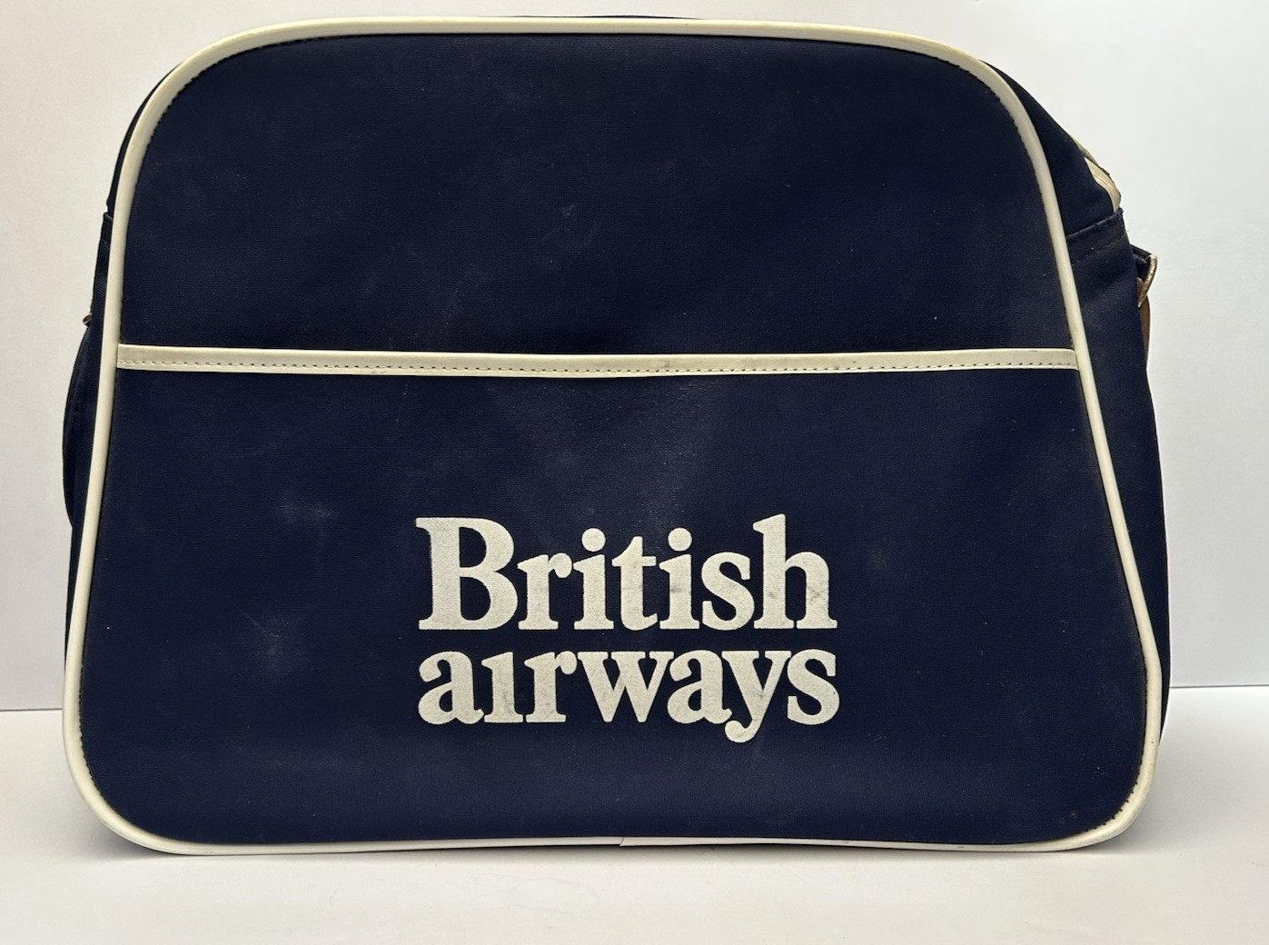 British Airways Blue Tote Bag Vintage – Zipper Closure- Shoulder Strap -Used