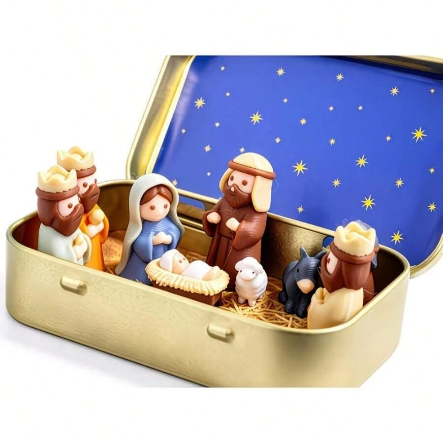 Mini Christmas Nativity Scene Set Portable Pocket Size Holiday Decoration
