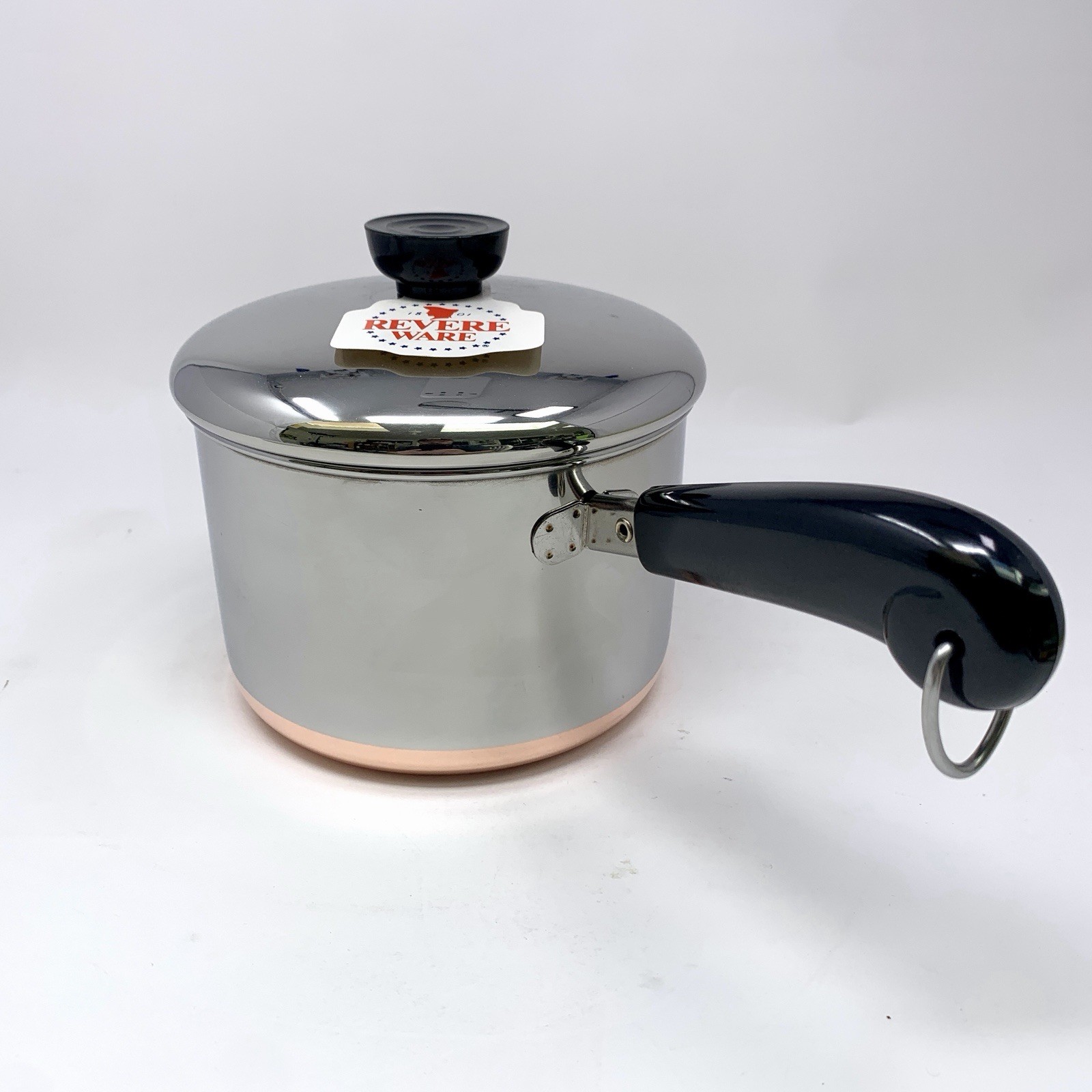 Vintage Revere Ware Copper Bottom Tall 2 Quart Pot Saucepan w Lid ’82 New