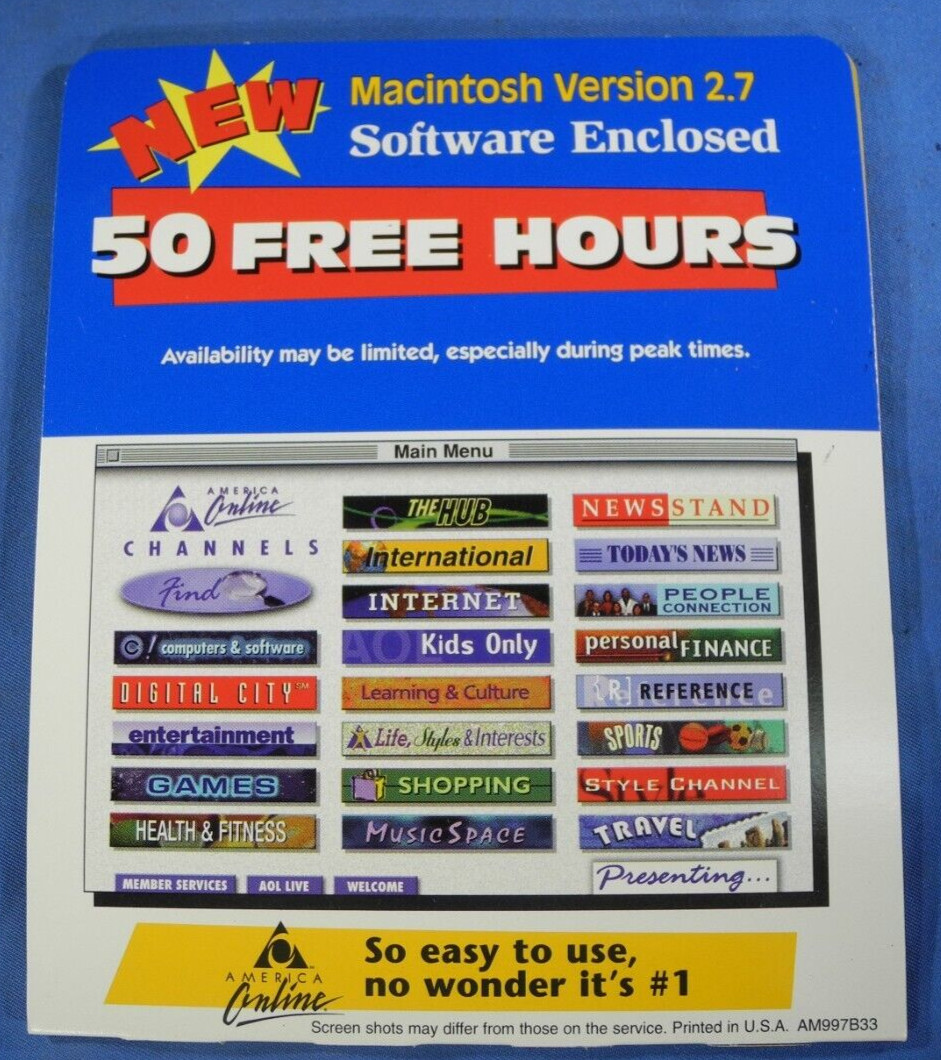 America Online AOL 3.5″ Floppy Disk – Mac – Macintosh – Version 2.7 – NEW Sealed