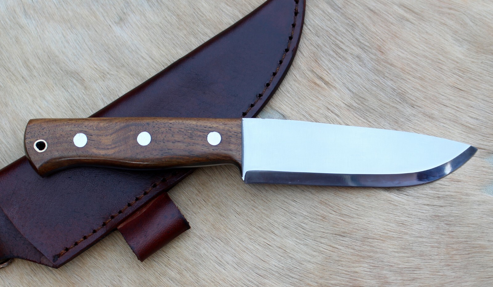 D.LOWCY HANDMADE 1095 STEEL SCANDI GRIND BUSHCRAFT HUNTING KNIFE NI