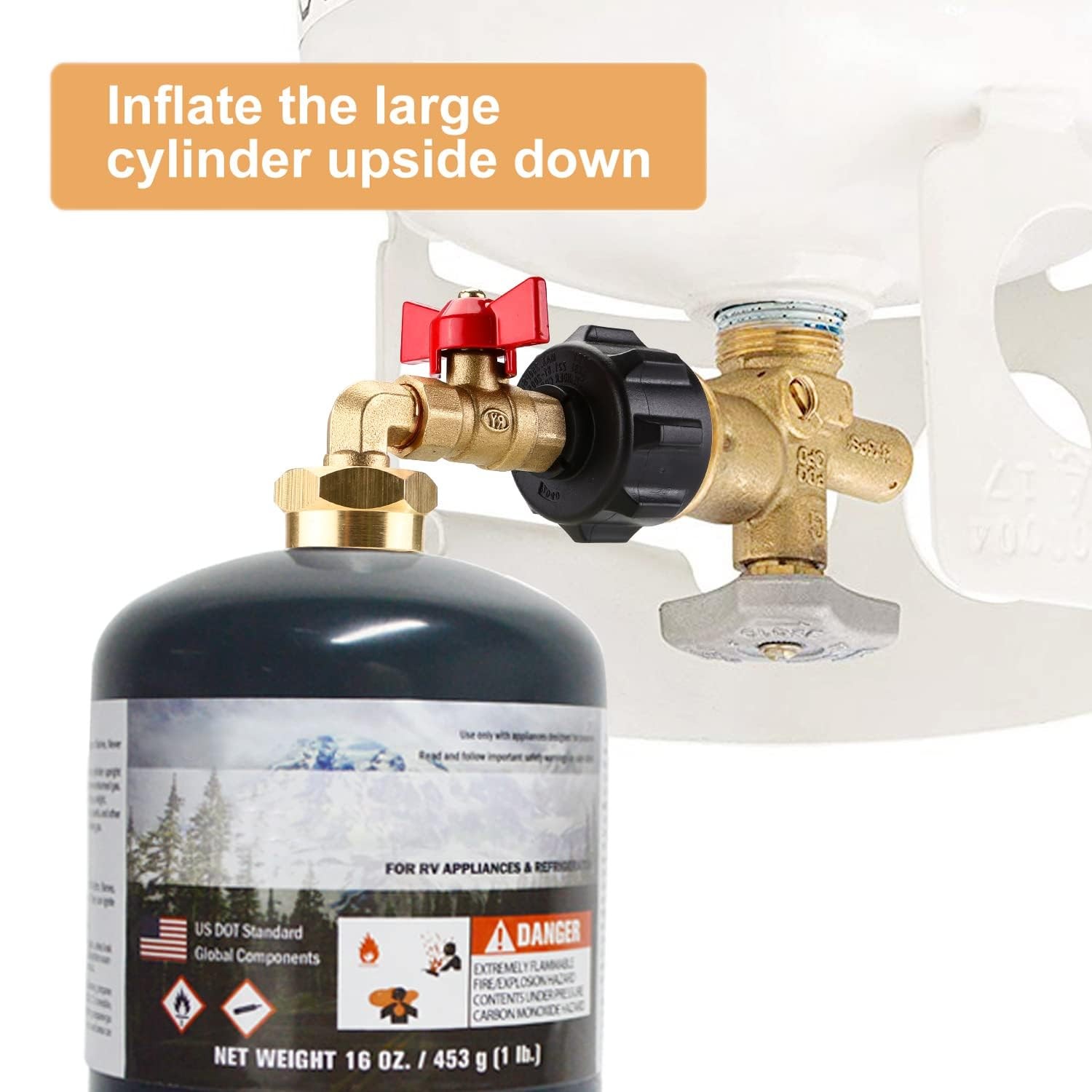 WADEO Propane Refill Adapter, Tank Adapter with ON/Off Control BRASS