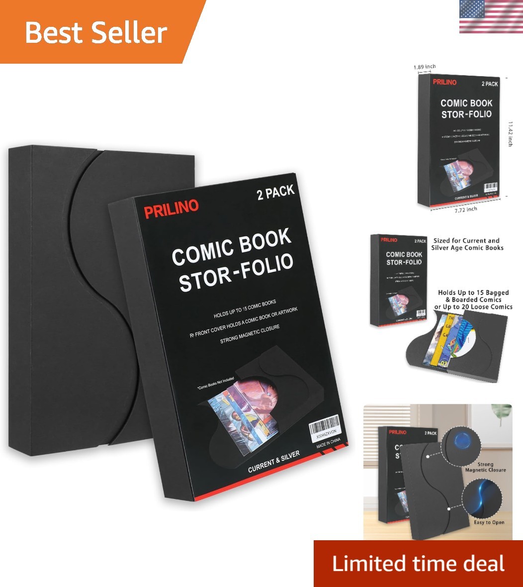 2-Pack Black Comic Book Stor-Folio – Storage Box for Current and Silver Age C…