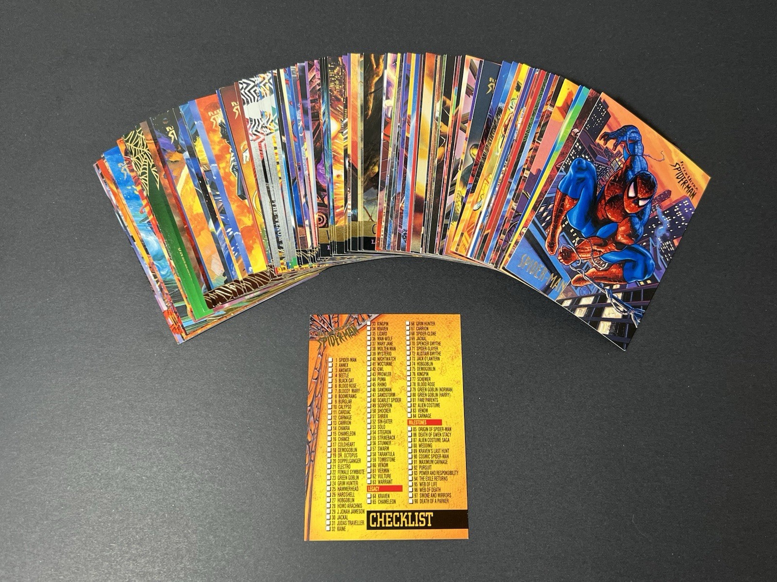 1995 Fleer Ultra SPIDER-MAN Marvel 100/150 Partial Base Card Set – No Duplicates
