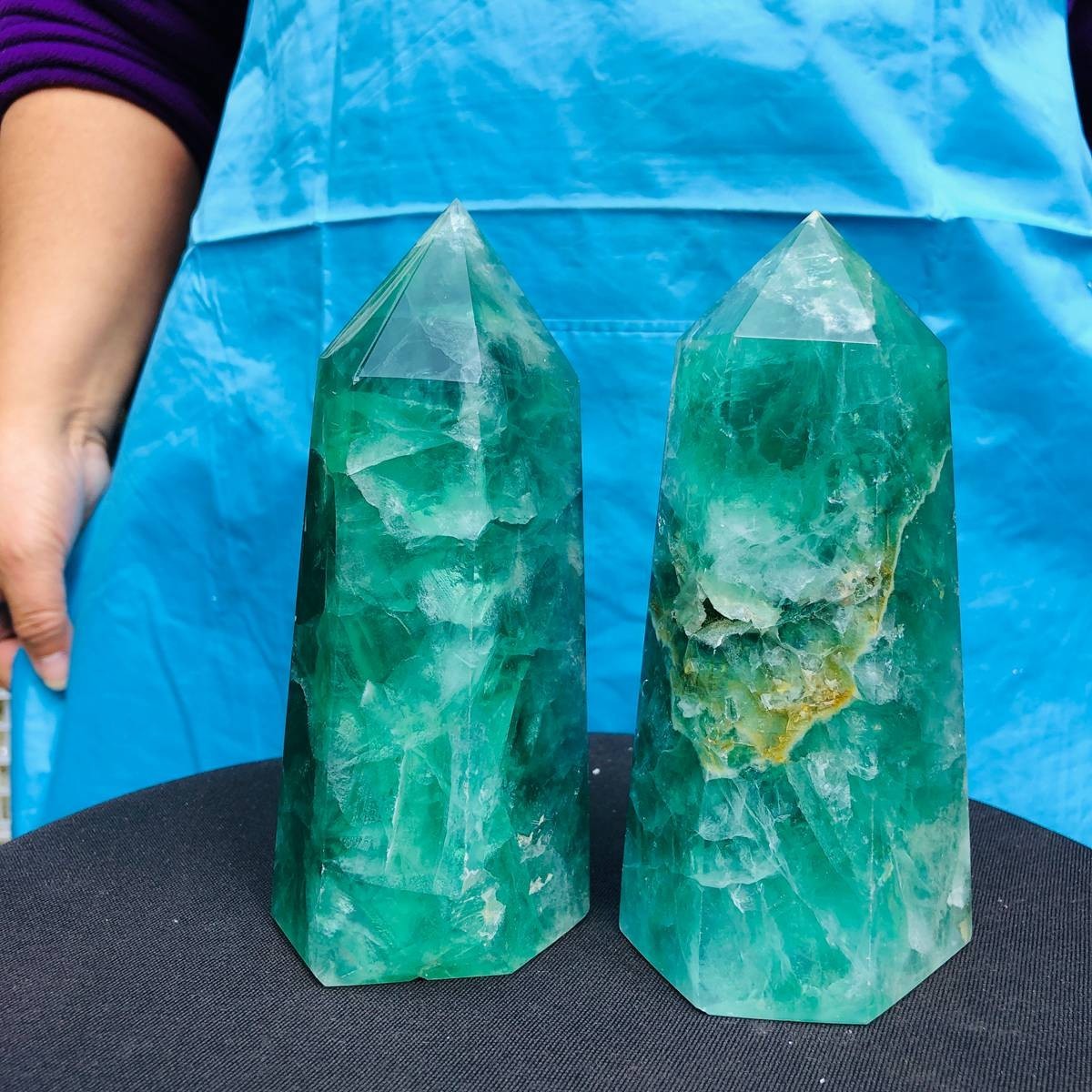 2pc 4.88LB Natural Fluorite crystal Hexagonal point Column Healing Reiki 2712