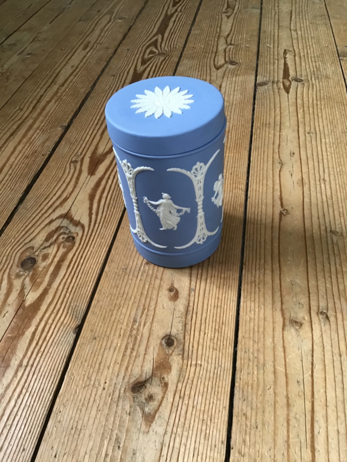 Wedgwood Jasperware Pale Blue Dancing Hours / Floral Girls box.